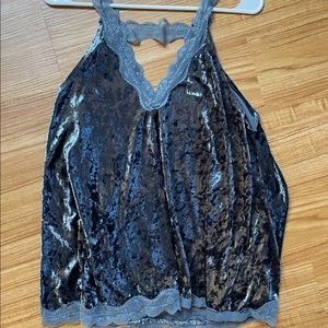 Dark Grey Velvet Top